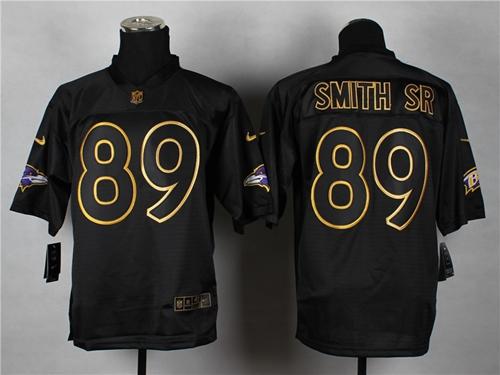  Ravens #89 Steve Smith Sr Black Gold No. Fashion Men's Stitched NFL Elite Jersey