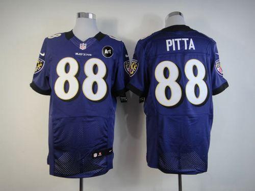  Ravens #88 Dennis Pitta Purple Team Color With Art Patch Men's Stitched NFL Elite Jersey