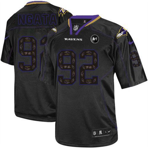  Ravens #92 Haloti Ngata New Lights Out Black With Art Patch Men's Stitched NFL Elite Jersey