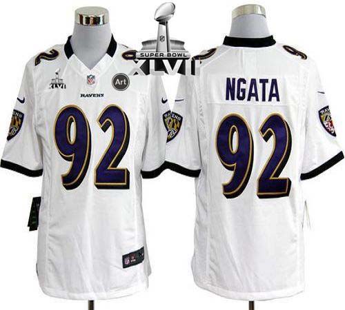  Ravens #92 Haloti Ngata White Super Bowl XLVII Men's Stitched NFL Game Jersey