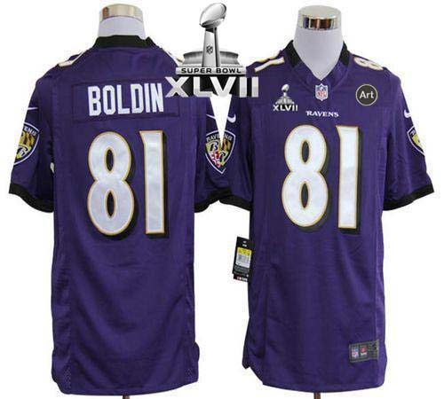  Ravens #81 Anquan Boldin Purple Team Color Super Bowl XLVII Men's Stitched NFL Game Jersey