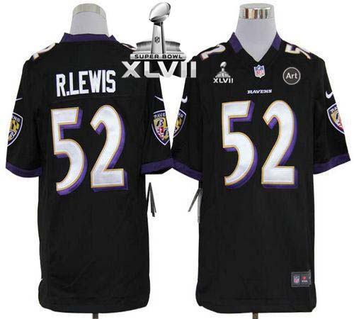  Ravens #52 Ray Lewis Black Alternate Super Bowl XLVII Men's Stitched NFL Game Jersey