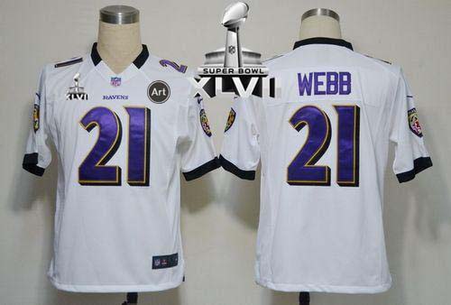  Ravens #21 Lardarius Webb White Super Bowl XLVII Men's Stitched NFL Game Jersey