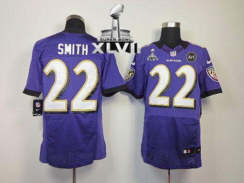  Ravens #22 Jimmy Smith Purple Team Color Super Bowl XLVII Men's Stitched NFL Elite Jersey