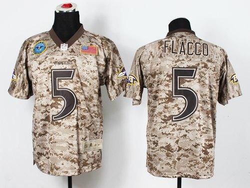  Ravens #5 Joe Flacco Camo Men's Stitched NFL New Elite USMC Jersey