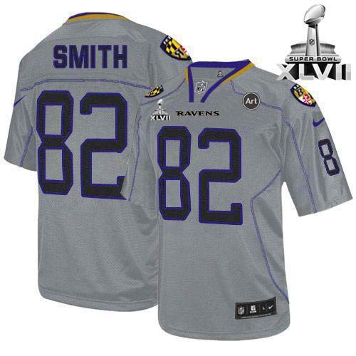  Ravens #82 Torrey Smith Lights Out Grey Super Bowl XLVII Men's Stitched NFL Elite Jersey