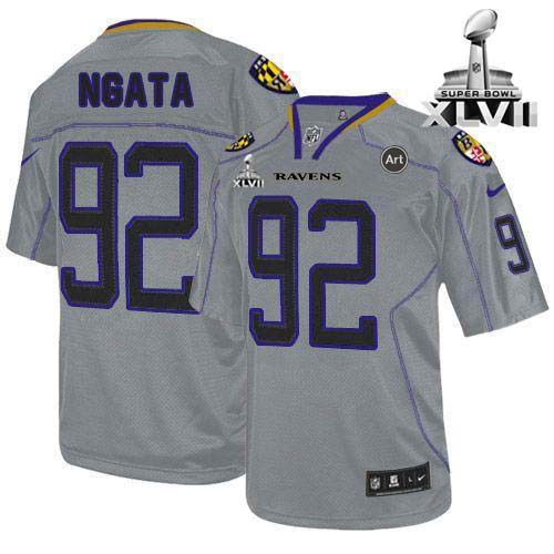  Ravens #92 Haloti Ngata Lights Out Grey Super Bowl XLVII Men's Stitched NFL Elite Jersey