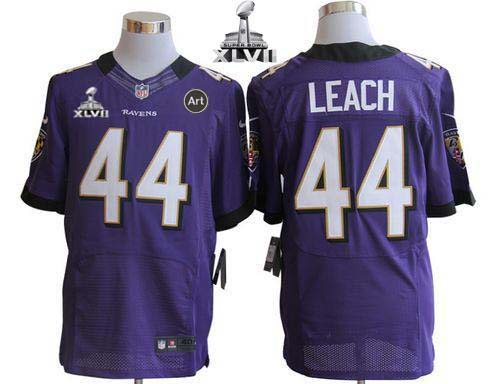  Ravens #44 Vonta Leach Purple Team Color Super Bowl XLVII Men's Stitched NFL Elite Jersey