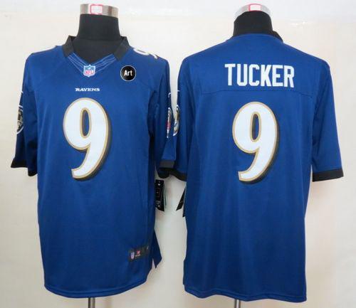  Ravens #9 Justin Tucker Purple Team Color With Art Patch Men's Stitched NFL Limited Jersey