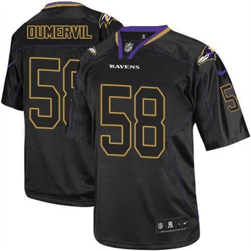  Ravens #58 Elvis Dumervil Lights Out Black Men's Stitched NFL Elite Jersey