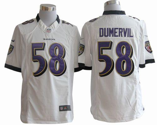  Ravens #58 Elvis Dumervil White Men's Stitched NFL Limited Jersey