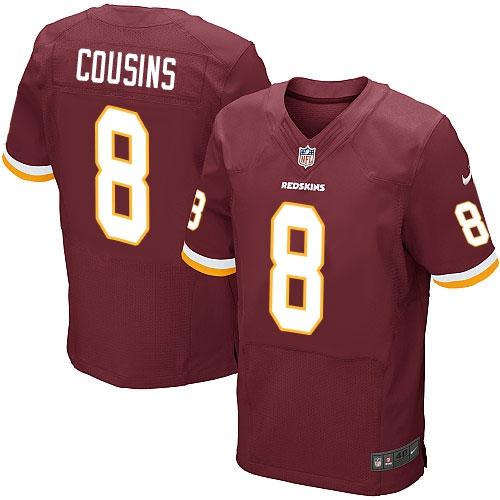  Redskins #8 Kirk Cousins Burgundy Red Team Color Men's Stitched NFL Elite Jersey