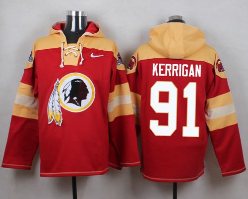  Redskins #91 Ryan Kerrigan Burgundy Red Player Pullover NFL Hoodie