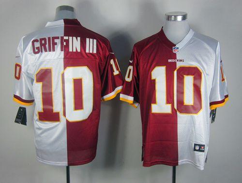  Redskins #10 Robert Griffin III Burgundy Red/White Men's Stitched NFL Elite Split Jersey
