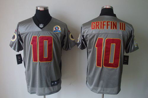  Redskins #10 Robert Griffin III Grey Shadow With Hall of Fame 50th Patch Men's Stitched NFL Elite Jersey