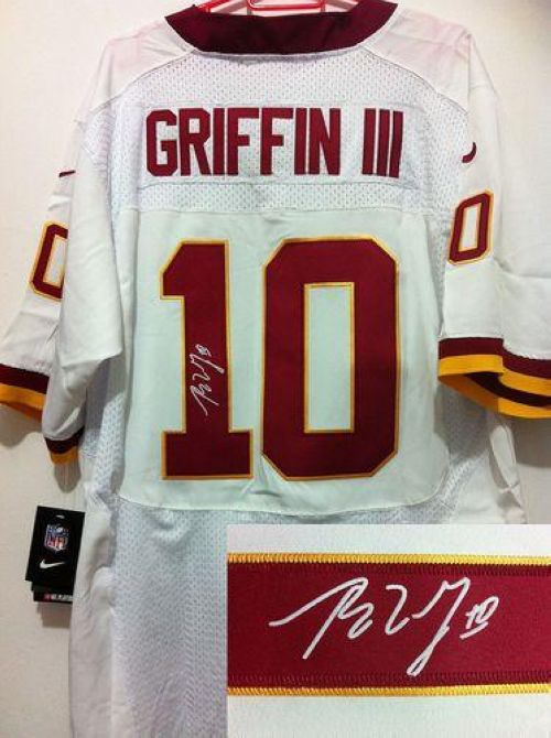  Redskins #10 Robert Griffin III White Men's Stitched NFL Elite Autographed Jersey