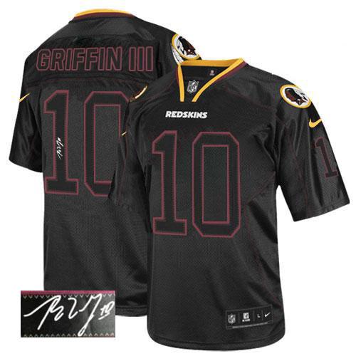  Redskins #10 Robert Griffin III Lights Out Black Men's Stitched NFL Elite Autographed Jersey