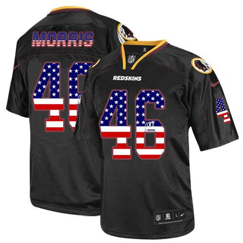  Redskins #46 Alfred Morris Black Men's Stitched NFL Elite USA Flag Fashion Jersey