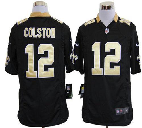  Saints #12 Marques Colston Black Team Color Men's Stitched NFL Game Jersey