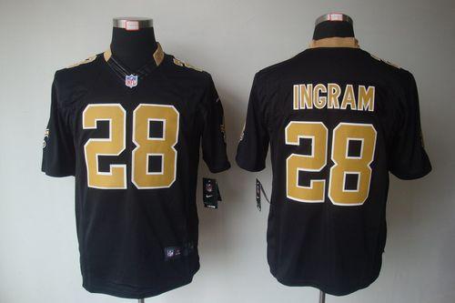  Saints #28 Mark Ingram Black Team Color Men's Stitched NFL Limited Jersey
