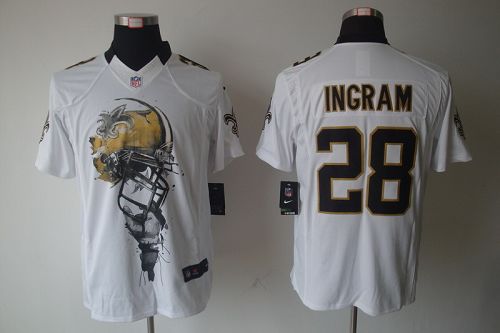  Saints #28 Mark Ingram White Men's Stitched NFL Helmet Tri Blend Limited Jersey