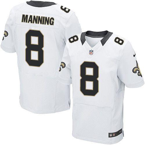  Saints #8 Archie Manning White Men's Stitched NFL Elite Jersey