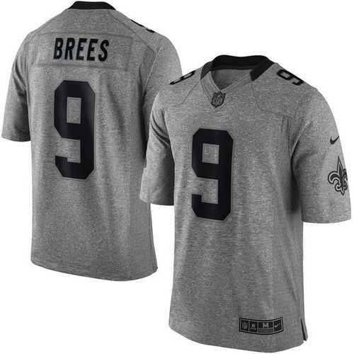 Saints #9 Drew Brees Gray Men's Stitched NFL Limited Gridiron Gray Jersey