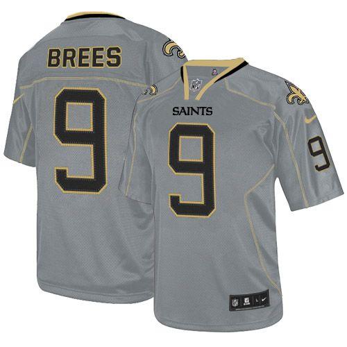  Saints #9 Drew Brees Lights Out Grey Men's Stitched NFL Elite Jersey