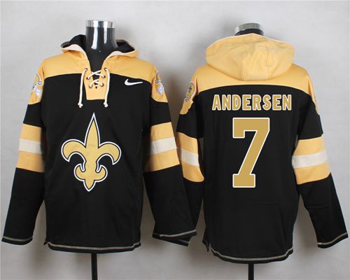  Saints #7 Morten Andersen Black Player Pullover NFL Hoodie