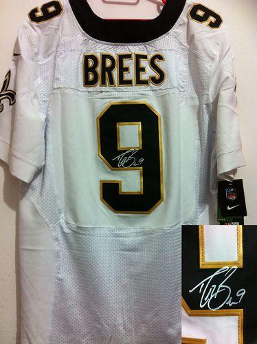  Saints #9 Drew Brees White Men's Stitched NFL Elite Autographed Jersey