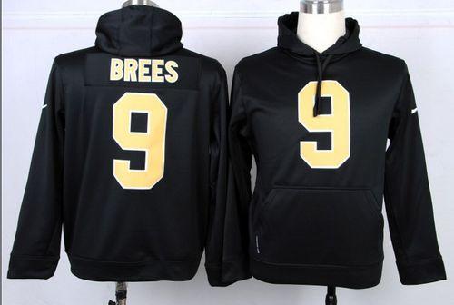 New Orleans Saints #9 Drew Brees Black Pullover Hoodie