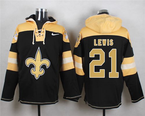  Saints #21 Keenan Lewis Black Player Pullover NFL Hoodie