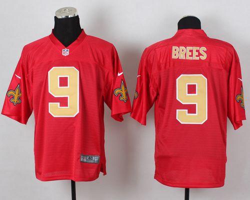  Saints #9 Drew Brees Red Men's Stitched NFL Elite QB Practice Jersey