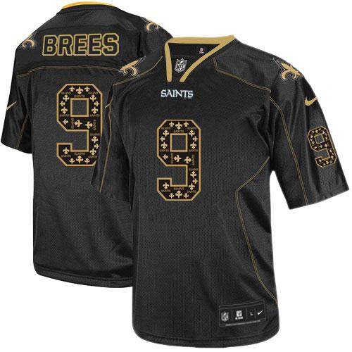  Saints #9 Drew Brees New Lights Out Black Men's Stitched NFL Elite Jersey