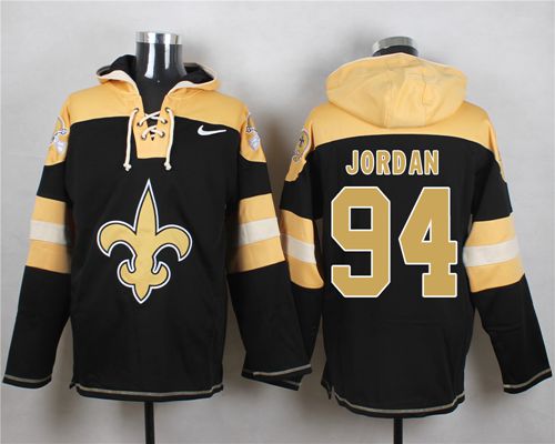  Saints #94 Cameron Jordan Black Player Pullover NFL Hoodie