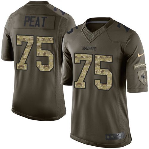  Saints #75 Andrus Peat Green Men's Stitched NFL Limited Salute to Service Jersey