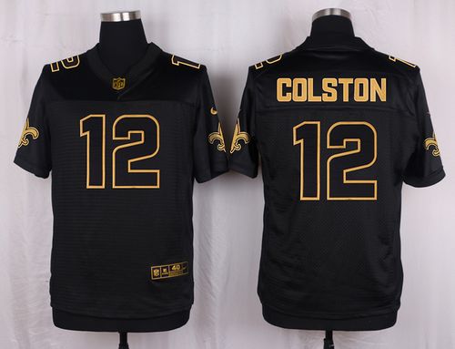  Saints #12 Marques Colston Black Men's Stitched NFL Elite Pro Line Gold Collection Jersey