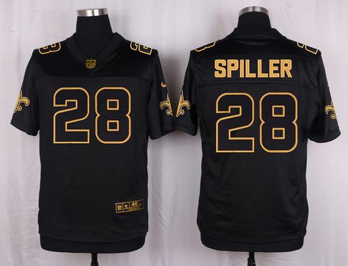  Saints #28 C.J. Spiller Black Men's Stitched NFL Elite Pro Line Gold Collection Jersey