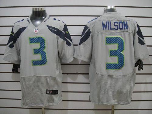  Seahawks #3 Russell Wilson Grey Alternate Men's Stitched NFL Elite Jersey