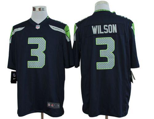  Seahawks #3 Russell Wilson Steel Blue Team Color Men's Stitched NFL Game Jersey