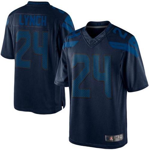  Seahawks #24 Marshawn Lynch Steel Blue Men's Stitched NFL Drenched Limited Jersey
