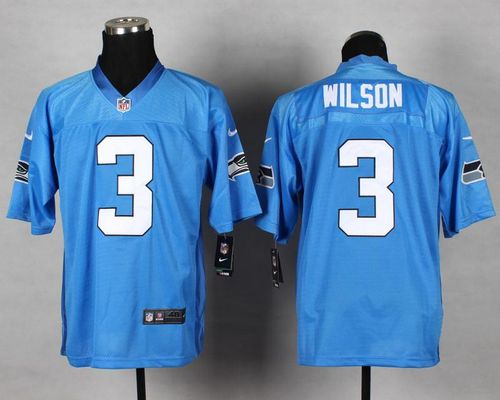  Seahawks #3 Russell Wilson Light Blue Men's Stitched NFL Elite Jersey