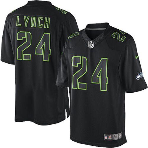  Seahawks #24 Marshawn Lynch Black Men's Stitched NFL Impact Limited Jersey