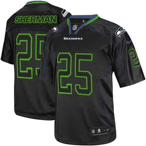  Seahawks #25 Richard Sherman Lights Out Black Men's Stitched NFL Elite Jersey