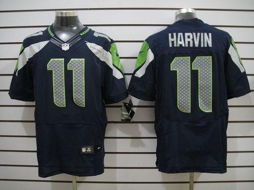  Seahawks #11 Percy Harvin Steel Blue Team Color Men's Stitched NFL Elite Jersey