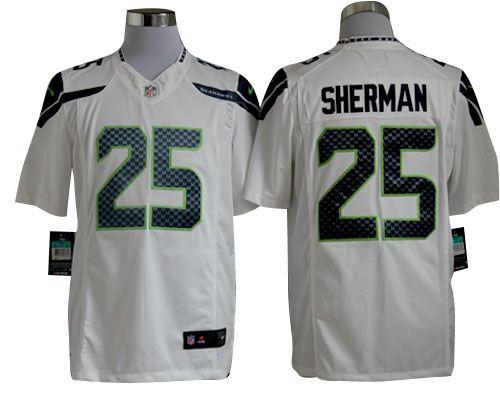  Seahawks #25 Richard Sherman White Men's Stitched NFL Limited Jersey