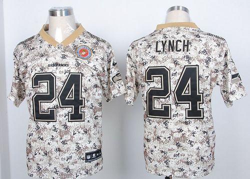  Seahawks #24 Marshawn Lynch Camo USMC Men's Stitched NFL Elite Jersey