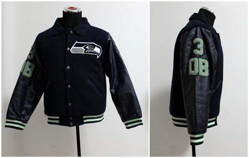 Mitchell And Ness NFL Seattle Seahawks #3 Russell Wilson Authentic Wool Jacket