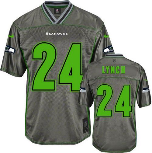  Seahawks #24 Marshawn Lynch Grey Men's Stitched NFL Elite Vapor Jersey