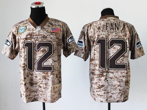  Seahawks #12 Fan Camo Men's Stitched NFL New Elite USMC Jersey